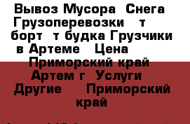 Вывоз Мусора .Снега, Грузоперевозки 3 т 4W/D-борт,5т-будка Грузчики в Артеме › Цена ­ 300 - Приморский край, Артем г. Услуги » Другие   . Приморский край